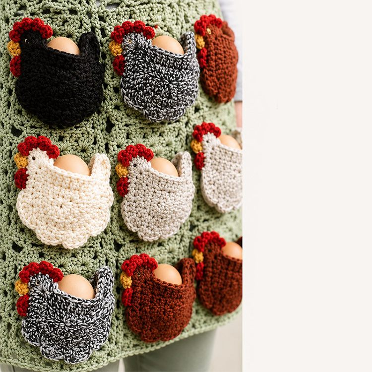 🔥 Alle 50% Rabatt + versandfrei 🐥🥚Gehäkelte Schürze zum Eiersammeln für Bauernhof & Haushalt✨