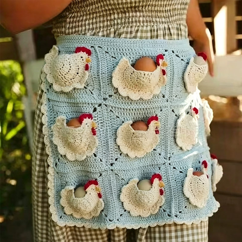 🔥 Alle 50% Rabatt + versandfrei 🐥🥚Gehäkelte Schürze zum Eiersammeln für Bauernhof & Haushalt✨