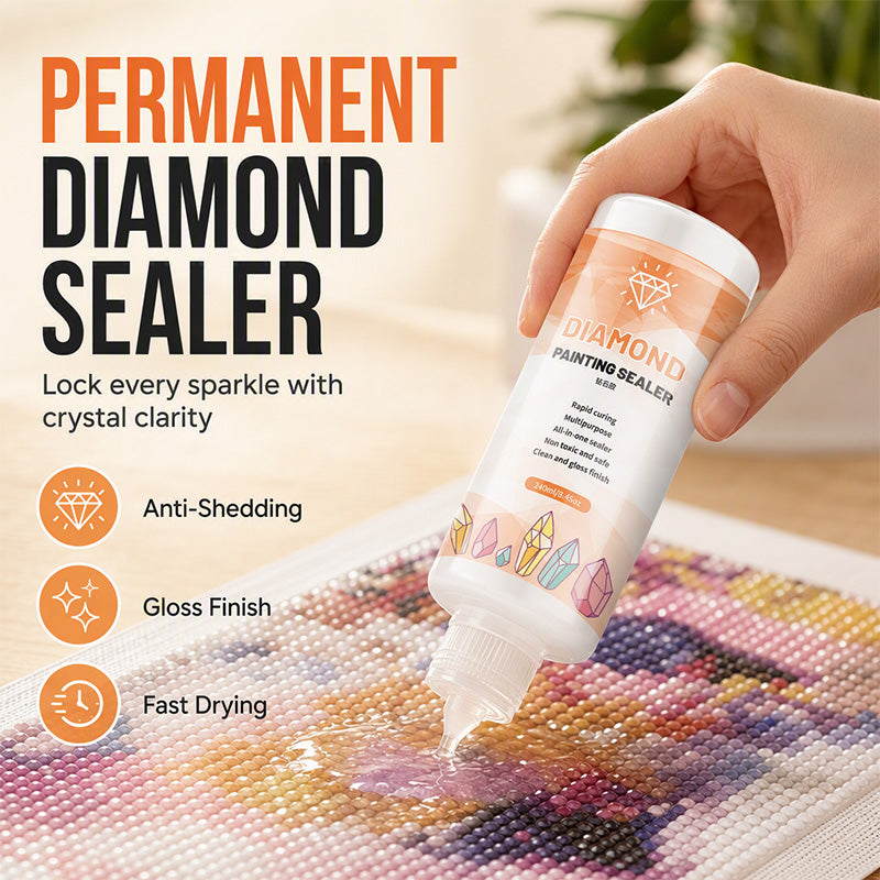 ✨【2 KAUFEN, 1 GRATIS ERHALTEN】Diamantmal-Versiegelung – transparente Schutzschicht, schnell trocknend & glänzend | Bewahre deine Kunstwerke schön 🎨