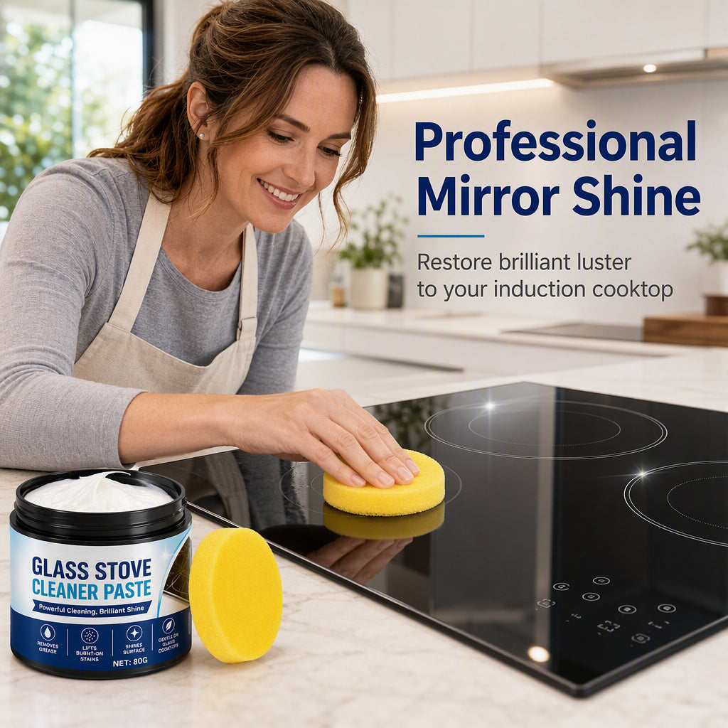 🔥🎁 2+1 GRATIS!!🥳💞 50K+ VERKAUFT! ⚡✨80g Glasherdreinigerpaste mit Schwamm | Kraftvoll gegen eingebrannte Küchenflecken auf Glaskochfeldern