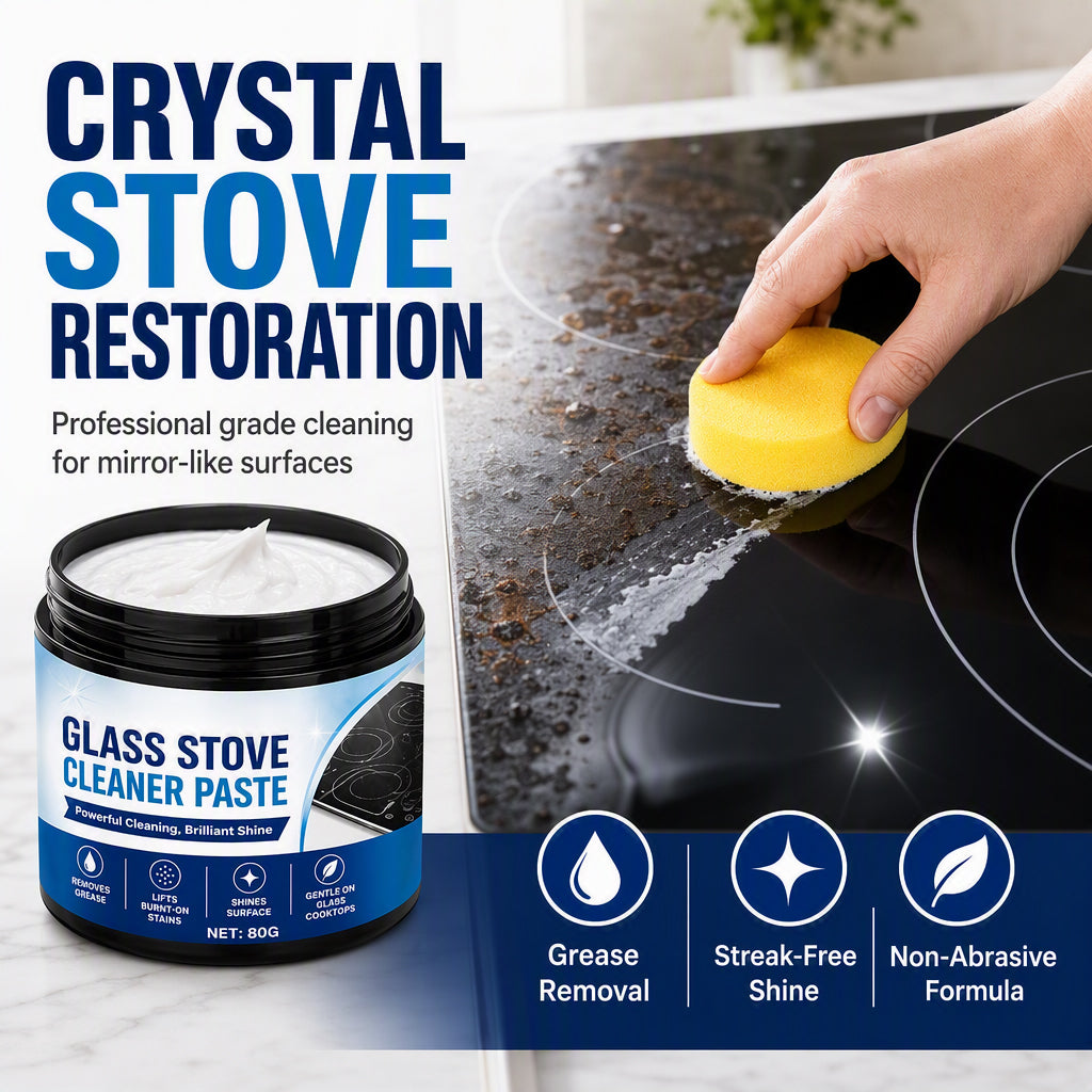 🔥🎁 2+1 GRATIS!!🥳💞 50K+ VERKAUFT! ⚡✨80g Glasherdreinigerpaste mit Schwamm | Kraftvoll gegen eingebrannte Küchenflecken auf Glaskochfeldern