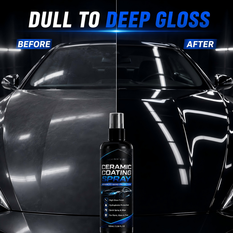 🥳2026 HEISSER VERKAUF🥳💞ÜBER 50.000 VERKAUFT! 🚗✨ 50 % RABATT! Nano-Keramik-Versiegelungsspray – Hydrophobe Barriere weist Regen und Schlamm ab und verleiht tiefen, spiegelähnlichen Glanz. Lack, Glas und Felgen – nur ein Sprühstoß, Showroom-Glanz! 🛡️💎