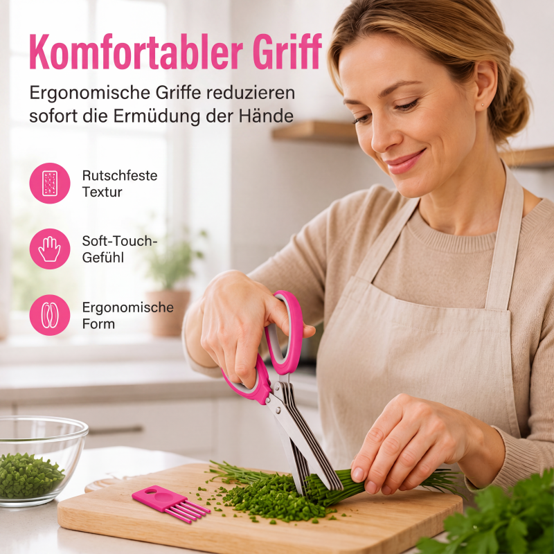 ⏳ 50% RABATT! ✂️ 5-Klingen-Kräuterschere – Mehrlagiger Küchen-Kräuterschneider | Schnell Schnittlauch, Petersilie, Frühlingszwiebeln & frische Kräuter hacken | Schnell, einfach & ohne Chaos