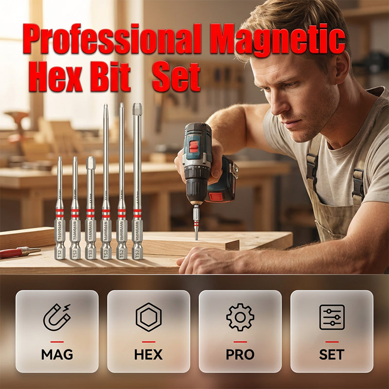 🔩 Magnetisches Sechskant-Bit-Set aus S2-Stahl | Für Bohrmaschine & Heimwerker DIY