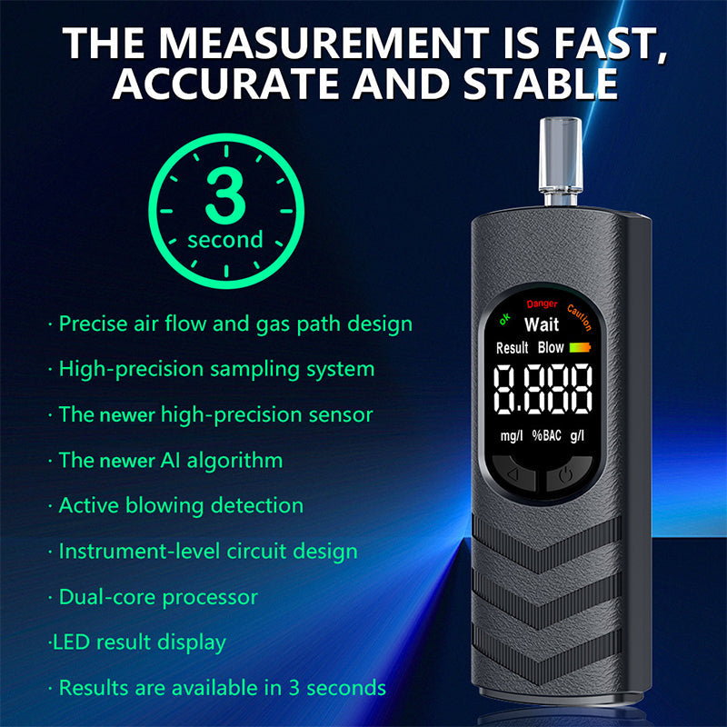 📢📢 50 % RABATT!! 🚔✨ Tragbares wiederaufladbares Atemalkoholmessgerät – schneller Alkoholtester für Zuhause & Unterwegs | ｜LCD-Display + Sprachansage