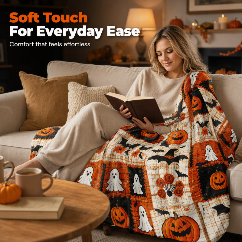 🎃👻 Plüsch-Wurfdecke – perfekte Halloween-Deko für Ihr Zuhause