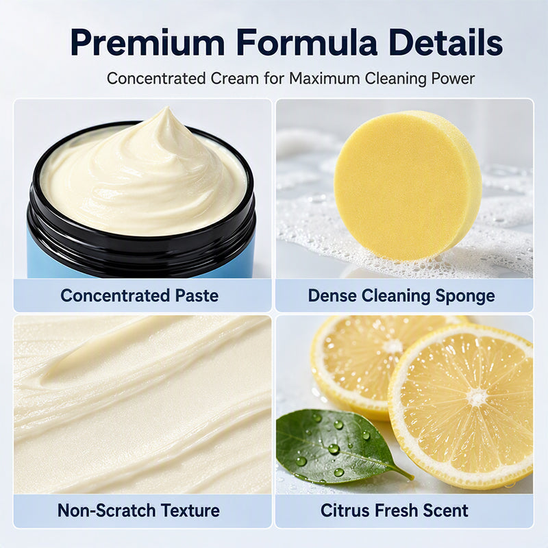 Streifenfreie Glas‑Pflegecreme