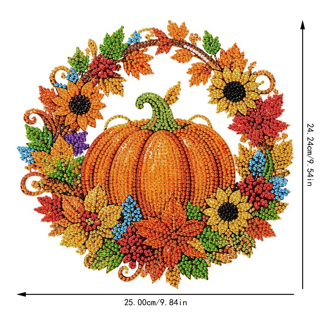 🎃 Herbstlicher Kürbiskranz mit Rautenmuster zum Aufhängen – Komplettes DIY-Set 🍂