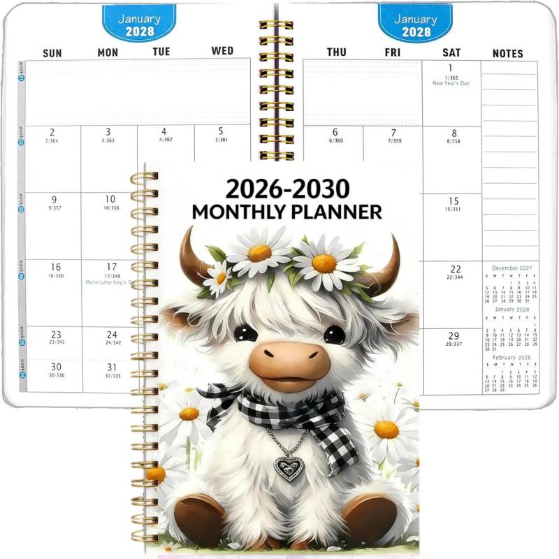🐮 5‑Jahres Planungsbuch 2026‑2030｜Süßer Hochlandrind‑Monatsplaner für deine Lebensziele