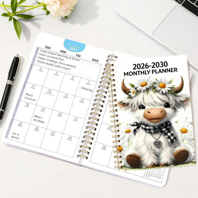 🐮 5‑Jahres Planungsbuch 2026‑2030｜Süßer Hochlandrind‑Monatsplaner für deine Lebensziele