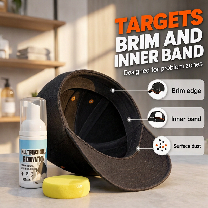 🔥🎁 1+1 GRATIS!!🥳💞 50K+ VERKAUFT! ⚡🧢 Schaum‑Reiniger für Baseball‑Kappen ohne Ausspülen, wasserloser Fleckentferner