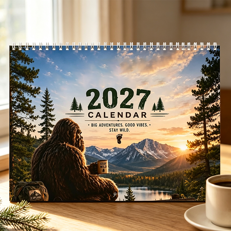 🌲50% RABATT | 🦶 Bigfoot Kalender 2027 – Lustiger Sasquatch Wandkalender 📅