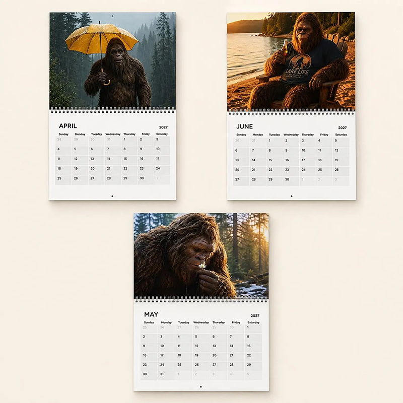 🌲50% RABATT | 🦶 Bigfoot Kalender 2027 – Lustiger Sasquatch Wandkalender 📅