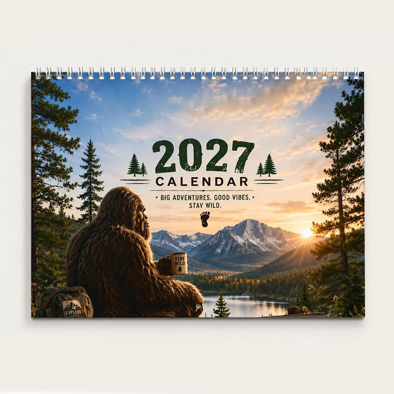 🌲50% RABATT | 🦶 Bigfoot Kalender 2027 – Lustiger Sasquatch Wandkalender 📅
