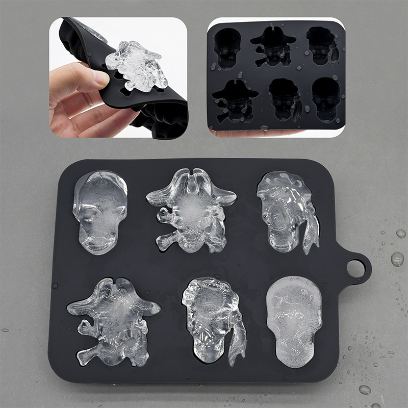 💀 3D-Totenkopf-Eiswürfelform aus Silikon mit Deckel – Lustige, langsam schmelzende Eisform für Whiskey, Cocktails und Halloween-Drinks