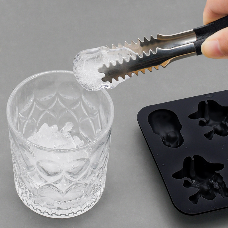 💀 3D-Totenkopf-Eiswürfelform aus Silikon mit Deckel – Lustige, langsam schmelzende Eisform für Whiskey, Cocktails und Halloween-Drinks
