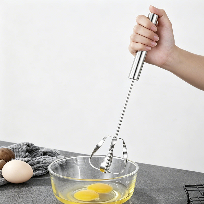🥚 Einfacher Druck-Handrührer – Handbesen aus Edelstahl für Eier, Sahne & Backen