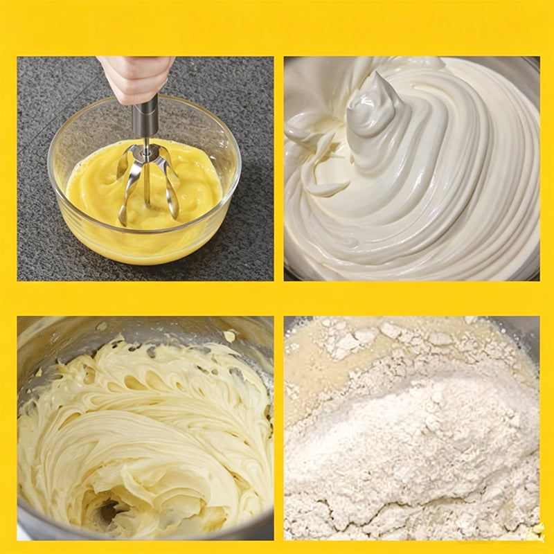 🥚 Einfacher Druck-Handrührer – Handbesen aus Edelstahl für Eier, Sahne & Backen