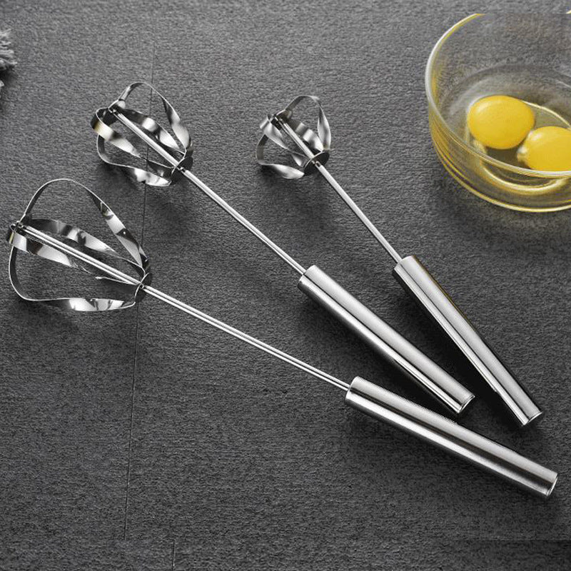 🥚 Einfacher Druck-Handrührer – Handbesen aus Edelstahl für Eier, Sahne & Backen