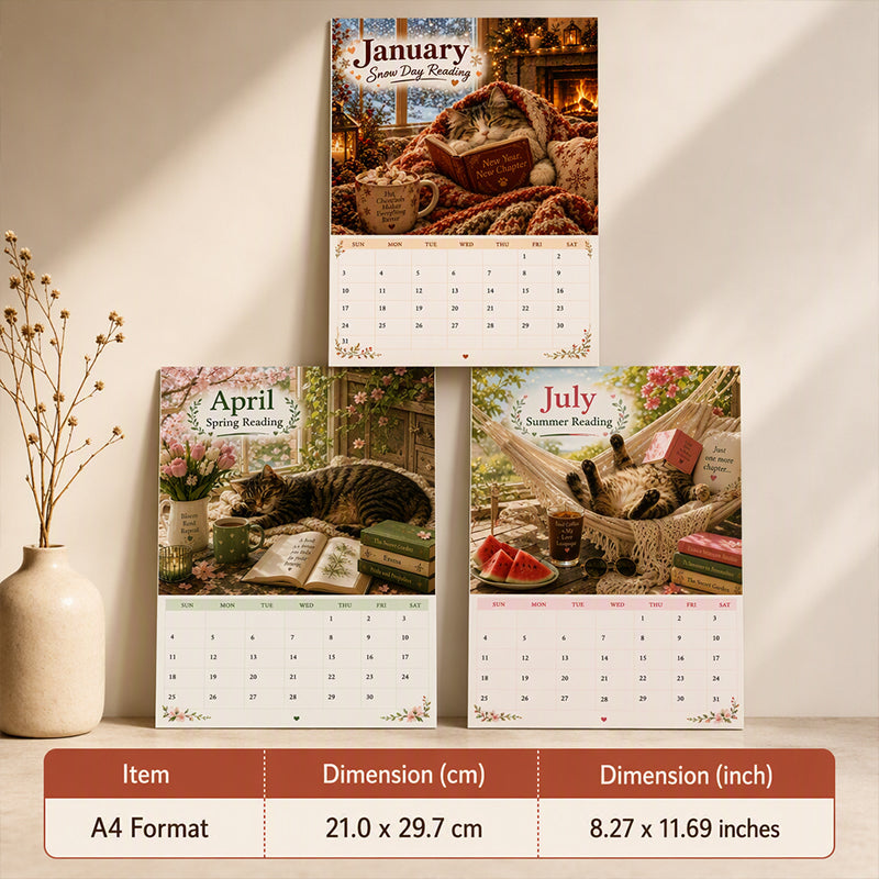 😻50 % RABATT | Wandkalender 2027 „Katzen beim Lesen“ – niedliche Katzen- und Buchmotive, große Schreibfelder, perfektes Geschenk für Katzen- und Buchliebhaber!