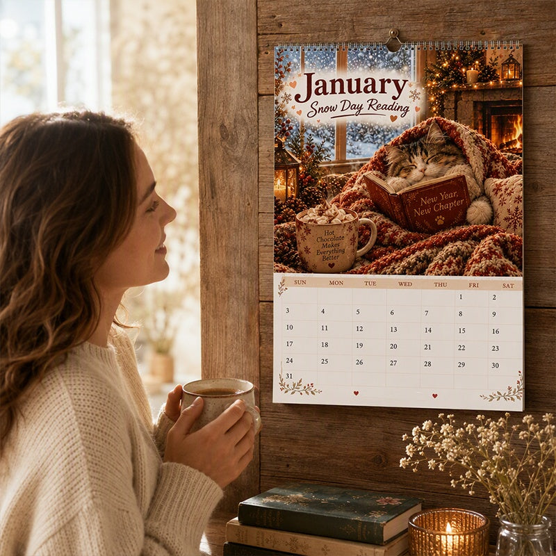 😻50 % RABATT | Wandkalender 2027 „Katzen beim Lesen“ – niedliche Katzen- und Buchmotive, große Schreibfelder, perfektes Geschenk für Katzen- und Buchliebhaber!
