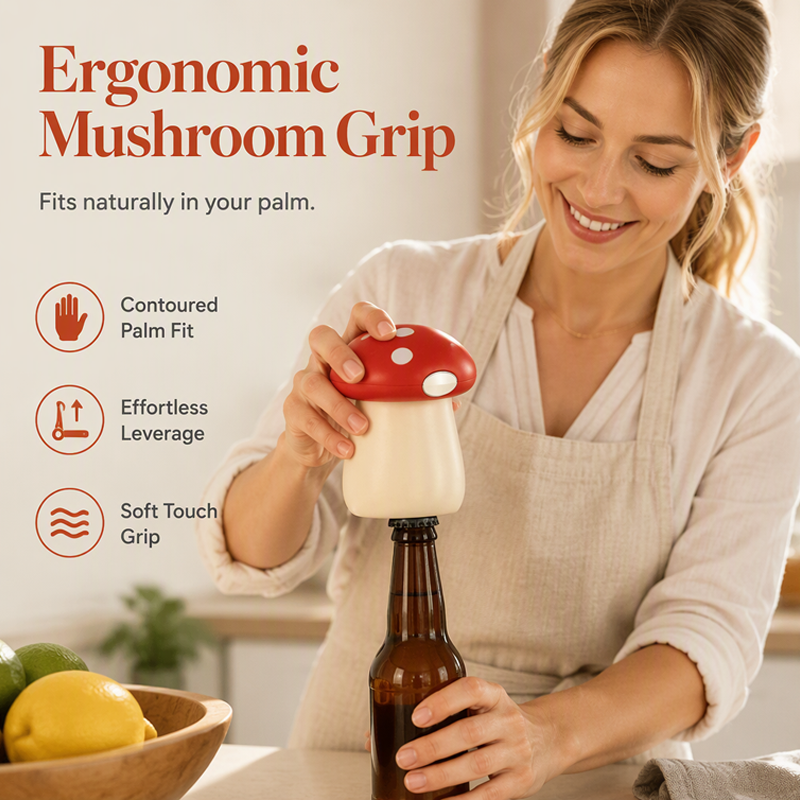 🍄 2-in-1 magnetischer Pilz-Flaschenöffner, mit Magnet zum Auffangen von Kronkorken, Küchenhelfer