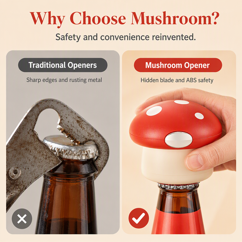 🍄 2-in-1 magnetischer Pilz-Flaschenöffner, mit Magnet zum Auffangen von Kronkorken, Küchenhelfer