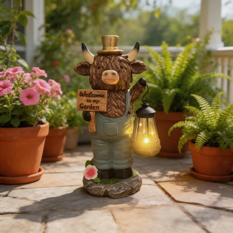 🐮☀️ 50 % RABATT! Solar-Gartenlampe Hochlandkuh | Niedliche Außenbeleuchtung für eine gemütliche Gartenatmosphäre ✨