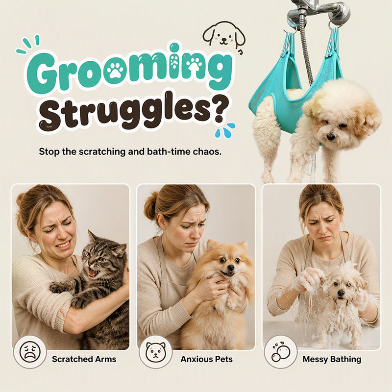 🐾 Pflege-Hängematte für Katzen und Hunde, zum Baden, Krallen schneiden und Pflegen, atmungsaktiv