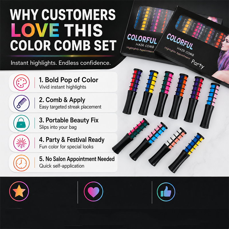 🔥🎁 2+1 GRATIS!!🥳💞 50K+ VERKAUFT! 🎨💇‍♀️ Temporärer Haarfarbe-Kamm – Schnelle & schonende Highlights für Partys & Festivals | Kompakt & tragbar