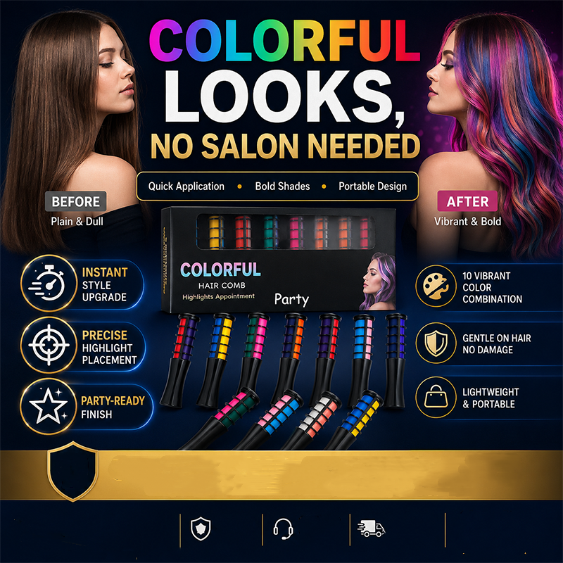 🔥🎁 2+1 GRATIS!!🥳💞 50K+ VERKAUFT! 🎨💇‍♀️ Temporärer Haarfarbe-Kamm – Schnelle & schonende Highlights für Partys & Festivals | Kompakt & tragbar