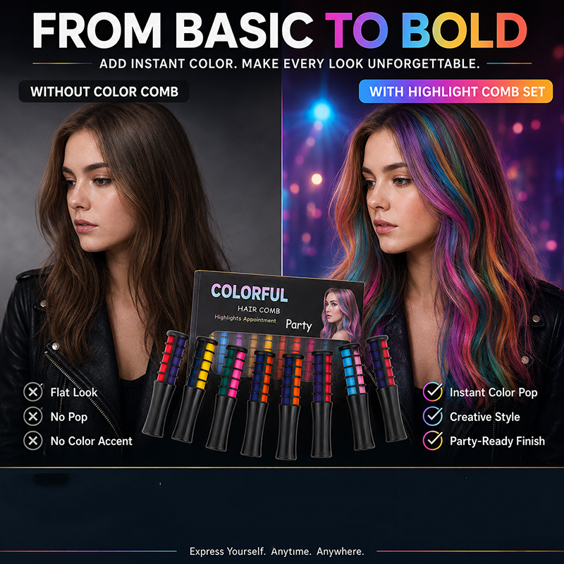 🔥🎁 2+1 GRATIS!!🥳💞 50K+ VERKAUFT! 🎨💇‍♀️ Temporärer Haarfarbe-Kamm – Schnelle & schonende Highlights für Partys & Festivals | Kompakt & tragbar