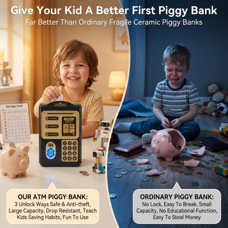🏧 Automatische ATM-Sparschwein für Kinder mit Passwort