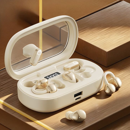 🎧 Kabellose 2-in-1-Ohrhörer mit Digitalanzeige – Offene Sport-Ohrhörer mit Clips & Mini-Schlaf-Ohrhörer