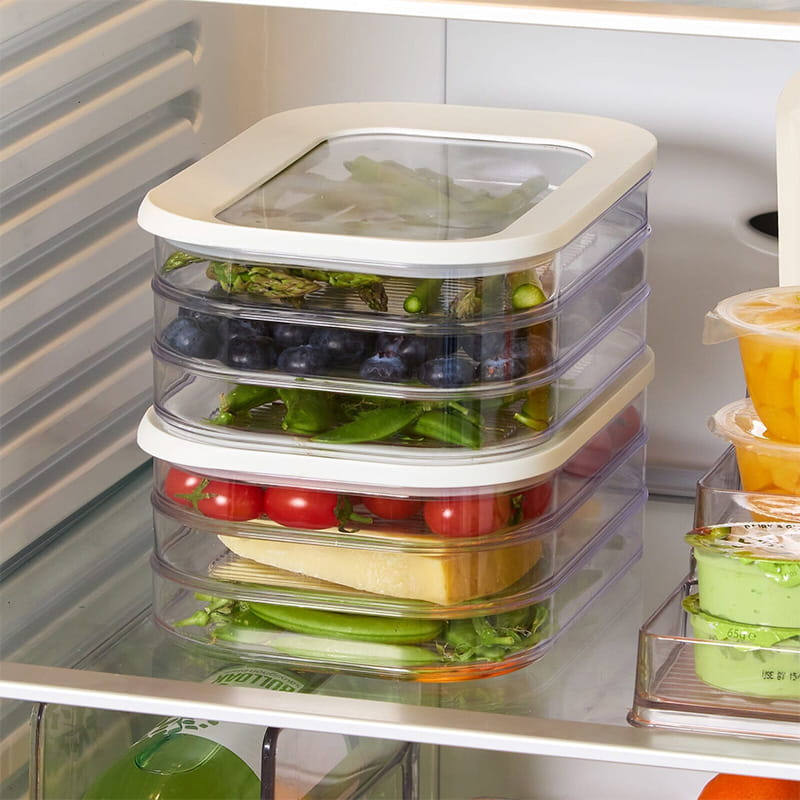🍱50 % RABATT! 👀 Transparenter Kühlschrankbehälter mit Deckel – Transparente Sicht, stapelbar & 3 Größenoptionen – Mühelose Organisation Ihres Kühlschranks ✨