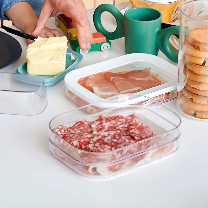 🍱50 % RABATT! 👀 Transparenter Kühlschrankbehälter mit Deckel – Transparente Sicht, stapelbar & 3 Größenoptionen – Mühelose Organisation Ihres Kühlschranks ✨
