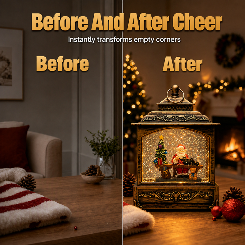 🎄 Weihnachts-Nachtlicht im Vintage-Stil mit Schneefallmotiv