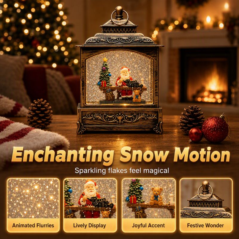 🎄 Weihnachts-Nachtlicht im Vintage-Stil mit Schneefallmotiv