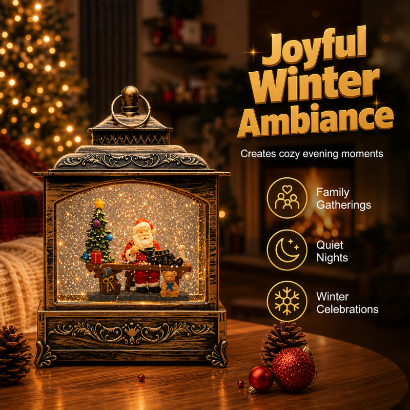 🎄 Weihnachts-Nachtlicht im Vintage-Stil mit Schneefallmotiv
