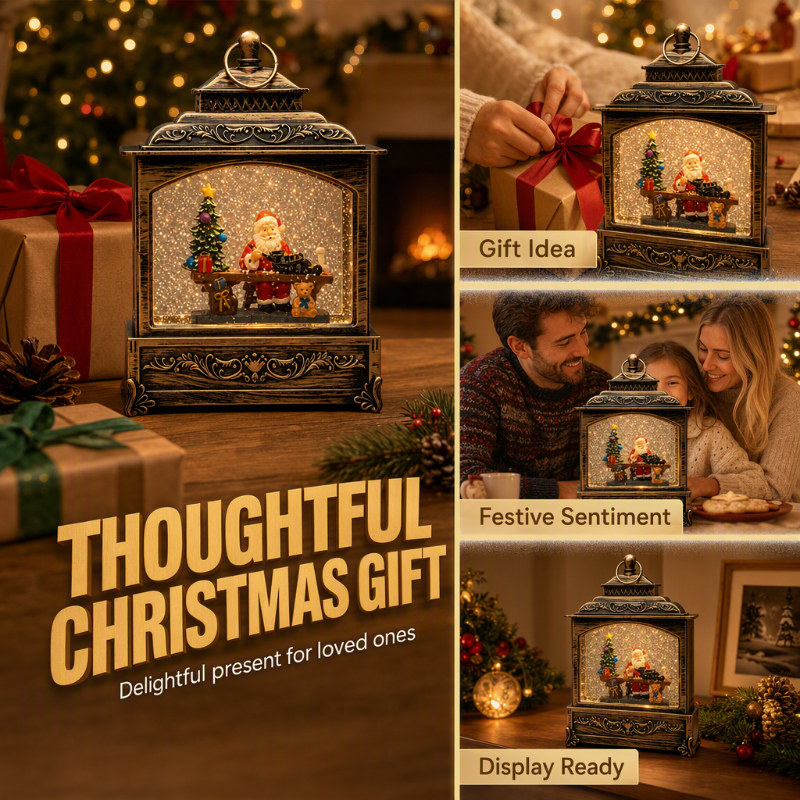 🎄 Weihnachts-Nachtlicht im Vintage-Stil mit Schneefallmotiv