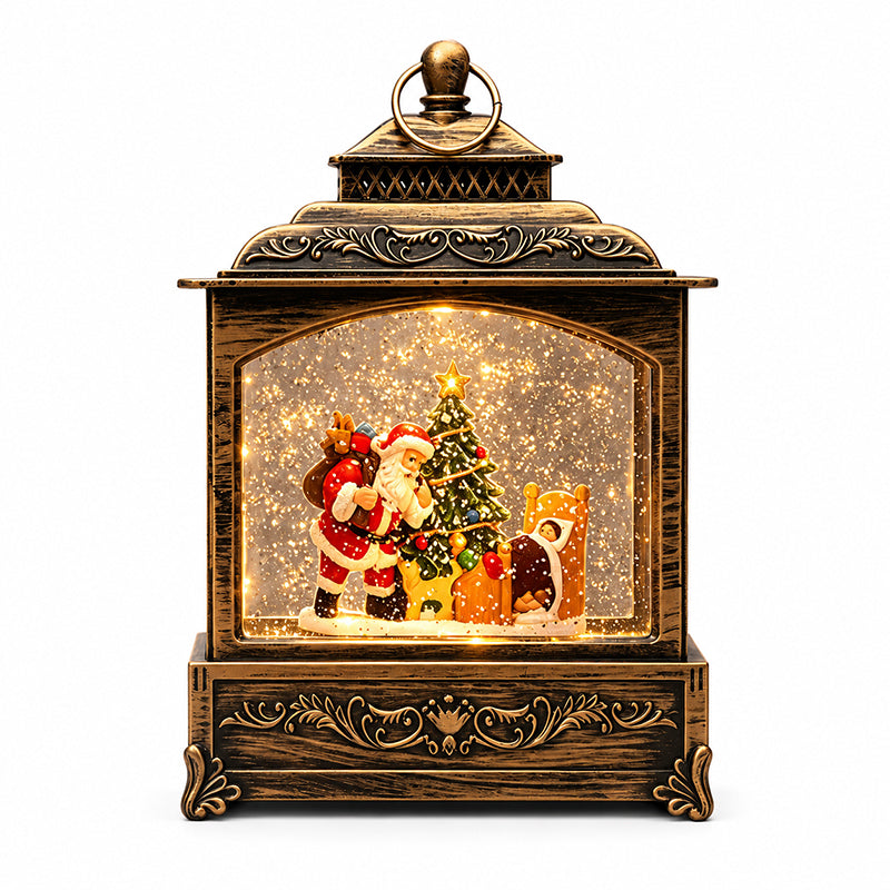 🎄 Weihnachts-Nachtlicht im Vintage-Stil mit Schneefallmotiv