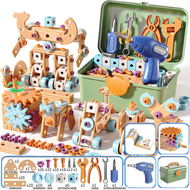📢📢 JETZT 50 % RABATT!! ⏰🧠 Pädagogisches DIY-Werkzeugset für Kinder