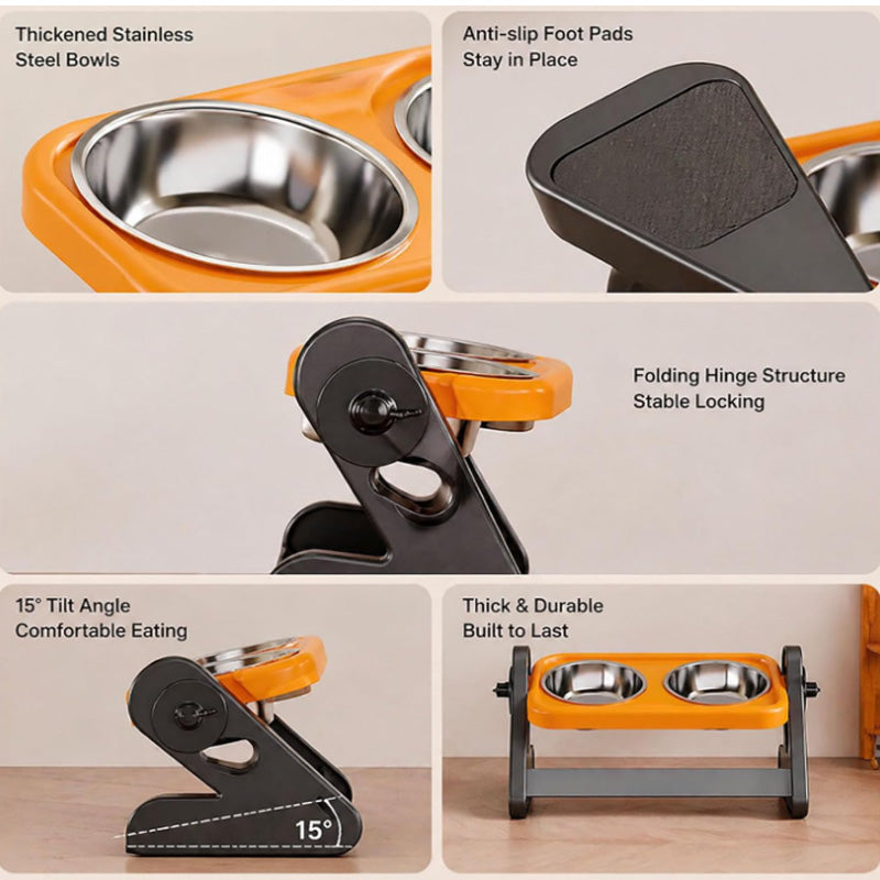 🍽️ 50% RABATT! 🐾 Höhenverstellbarer ergonomischer Futternapf – Verstellbar, rutschfest & gesündere Haltung für Hunde & Katzen 🐕