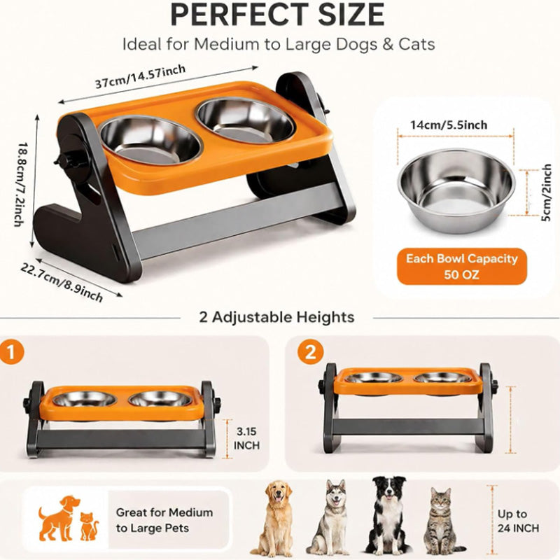 🍽️ 50% RABATT! 🐾 Höhenverstellbarer ergonomischer Futternapf – Verstellbar, rutschfest & gesündere Haltung für Hunde & Katzen 🐕