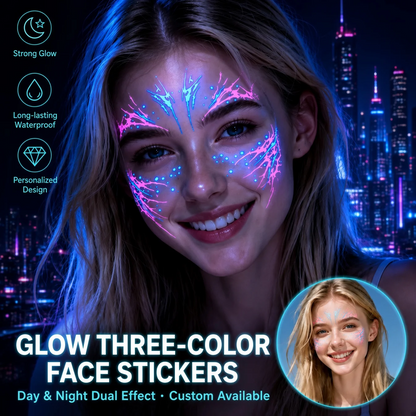 🎃 Leuchtende Halloween‑Gesichts‑Tattoo‑Sticker – Party‑Make‑up für Halloween‑Feiern