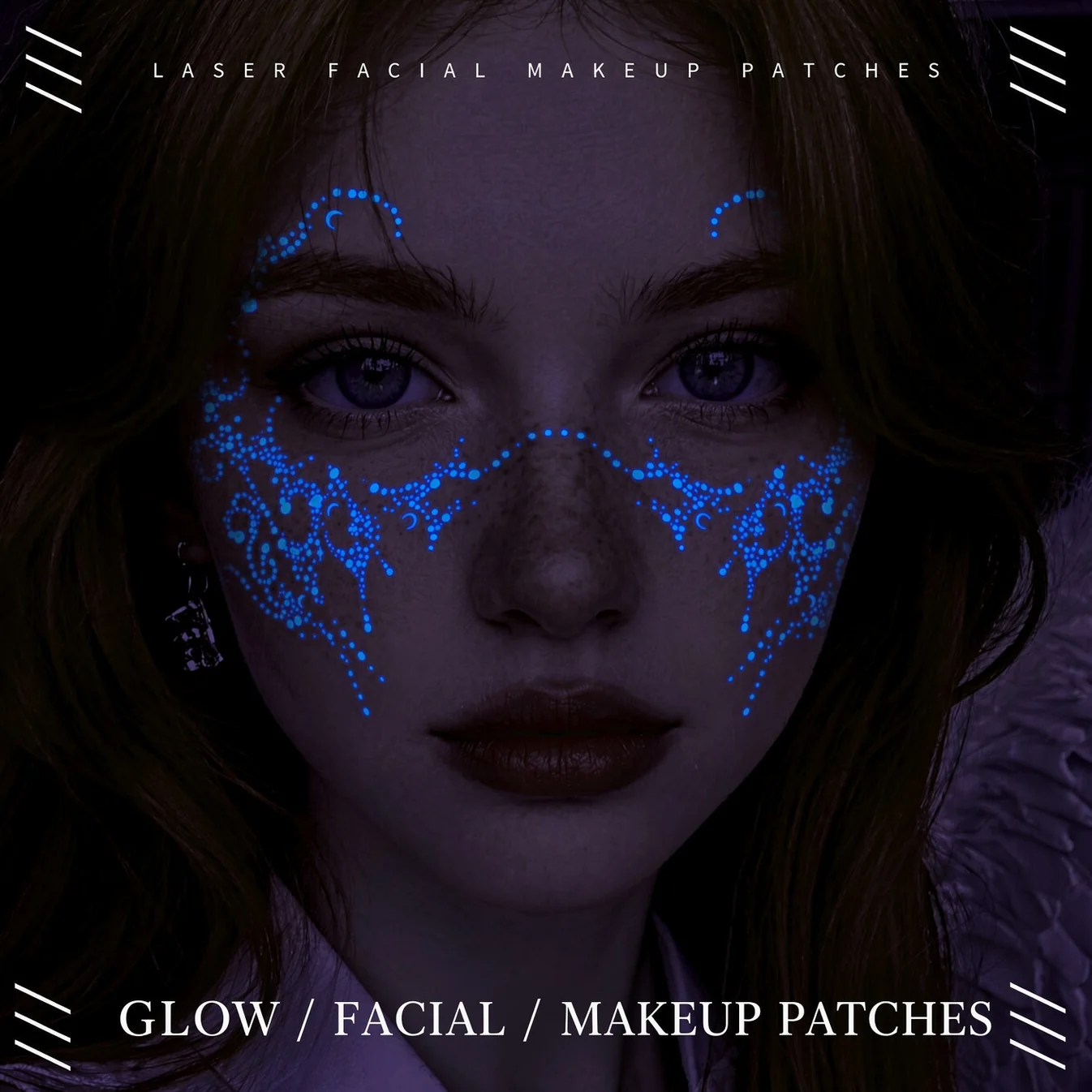 🎃 Leuchtende Halloween‑Gesichts‑Tattoo‑Sticker – Party‑Make‑up für Halloween‑Feiern