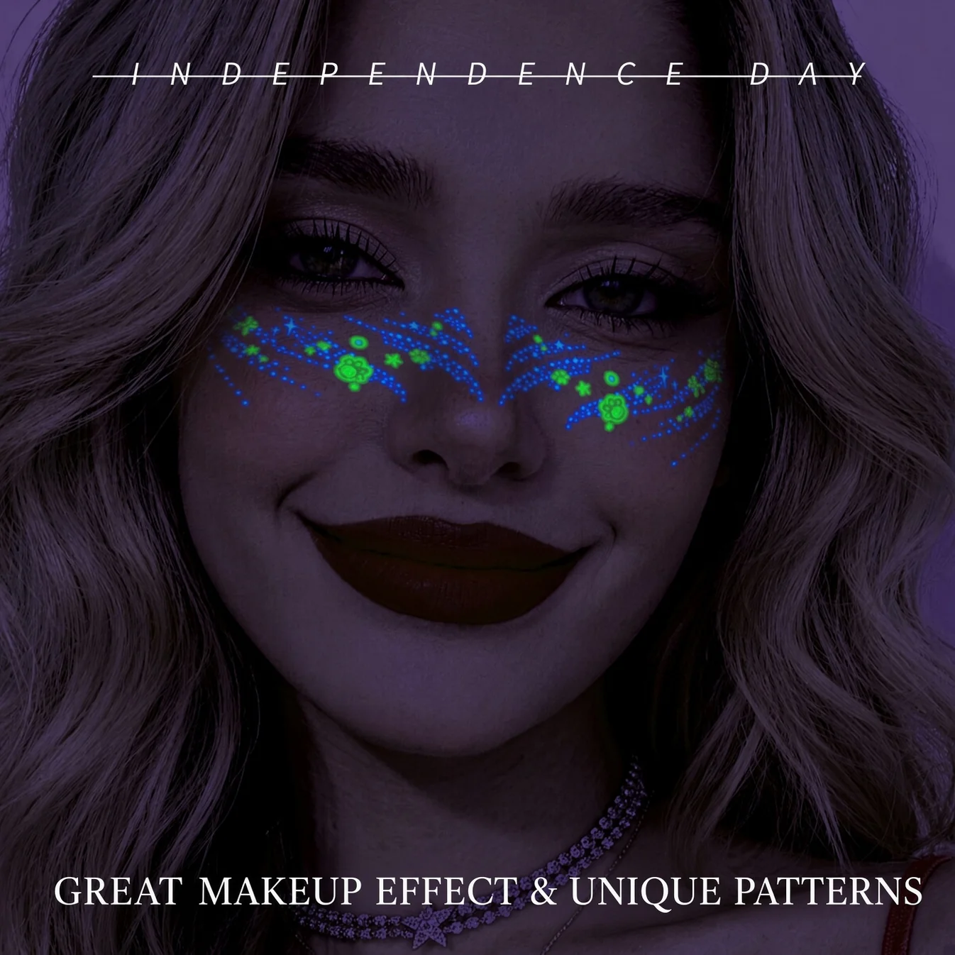 🎃 Leuchtende Halloween‑Gesichts‑Tattoo‑Sticker – Party‑Make‑up für Halloween‑Feiern