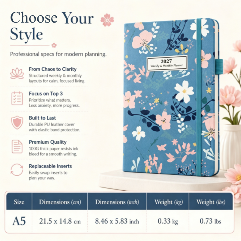 🔥🎁 2+1 GRATIS!!🥳💞 50K+ VERKAUFT! ⚡🌼 Eleganter floraler Wochenplaner 2027