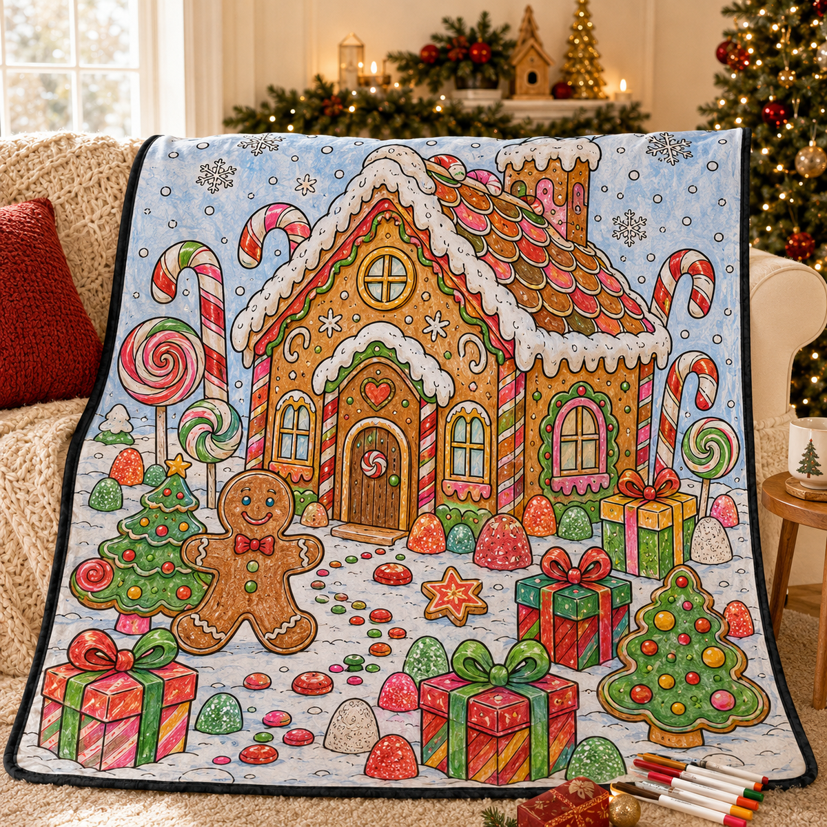 🎄Early Christmas Pre Sale 50% Off☃️DIY Christmas Drawing Blanket with 24 Colors Markers🎁Doodle Your Own Xmas Blanket🎅Customizable Washable Paint Play Blanket for Adults, Kids🎨