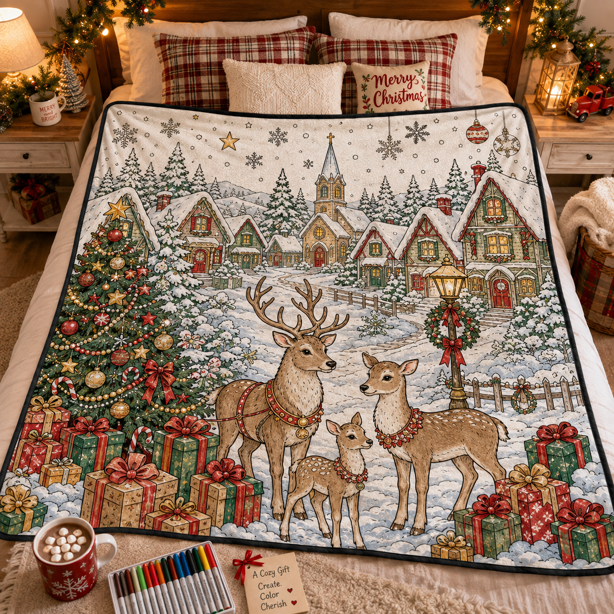 🎄Early Christmas Pre Sale 50% Off☃️DIY Christmas Drawing Blanket with 24 Colors Markers🎁Doodle Your Own Xmas Blanket🎅Customizable Washable Paint Play Blanket for Adults, Kids🎨